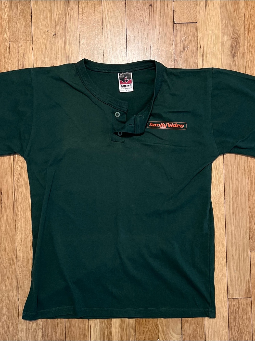 Vintage Family Video Medium Green Henley T Shirt